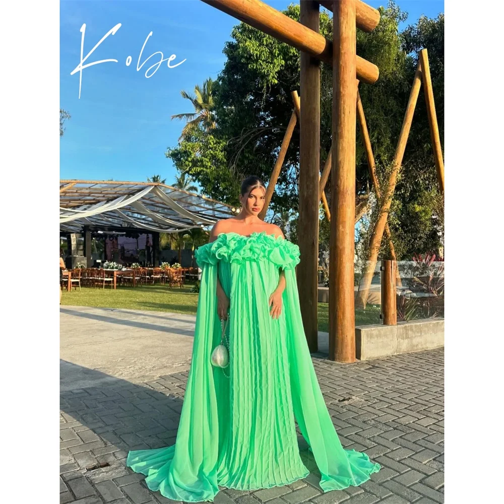 

Kobe Green Sheath Prom Dresses Off Shoulder Sleeveless Customized فساتين سهرات Court Train Elegant vestido de gala noche mujer