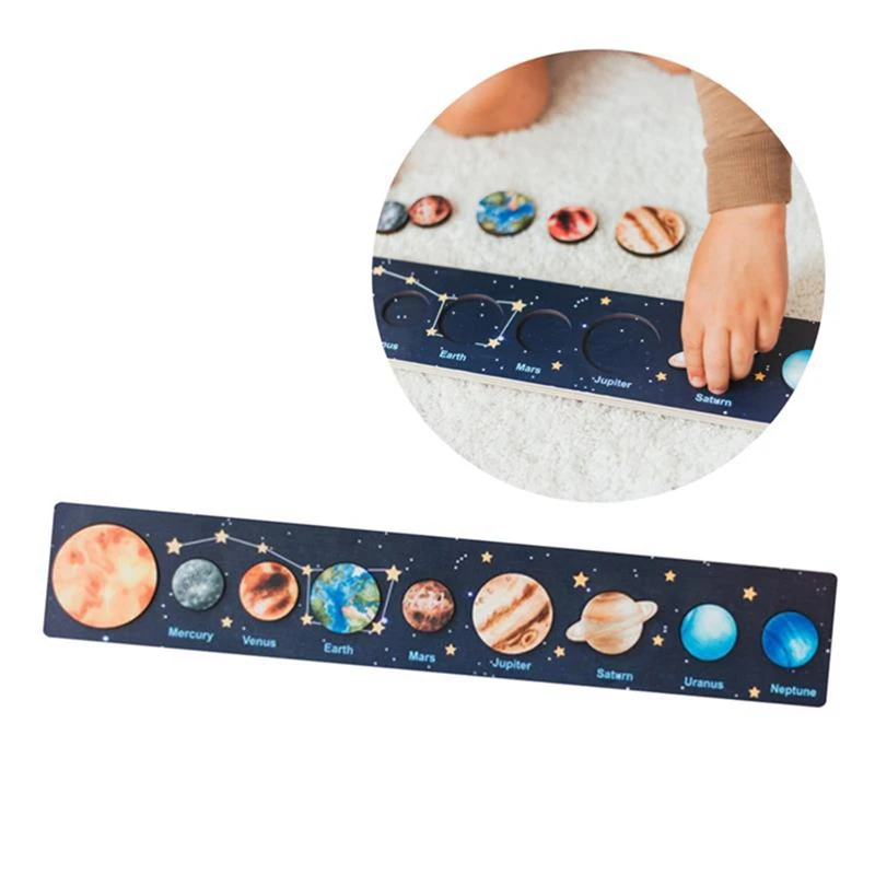 Solar System Puzzle Wooden Round Solar System Puzzle Toy For Children Educational Learning Gifts For Kids Gifts