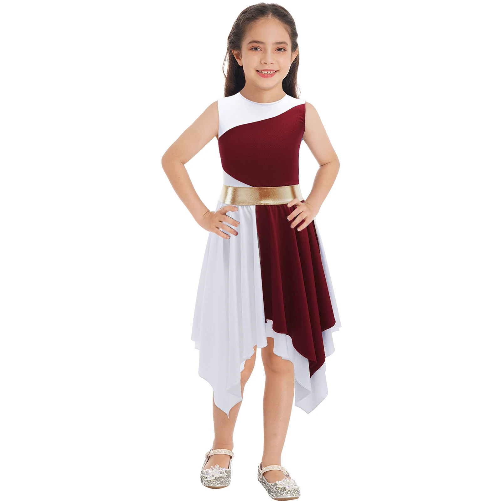 Meninas ballet trajes de dança lírica crianças louvor igreja lírico cristão ballet vestidos dancewear festa túnica vestido liturgico