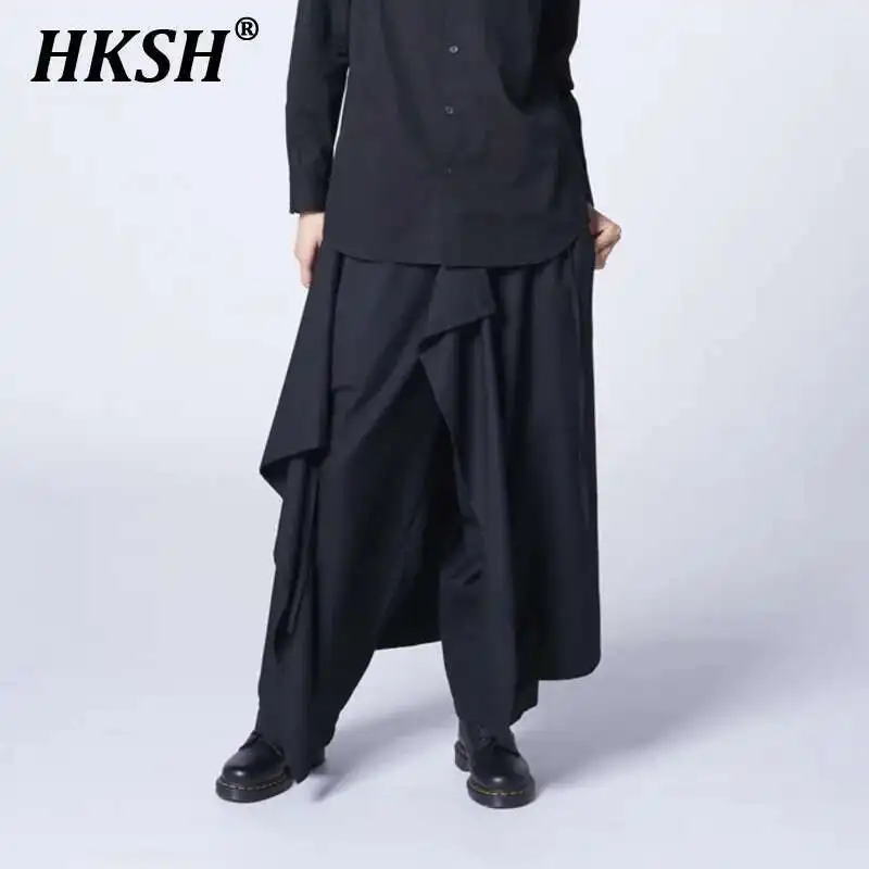 

HKSH Yamamoto Loose Retro Men Tide Dark Casual Wide Leg Skirts Pants Niche Design Paired Elastic Waist Unisex China-Chic HK3863