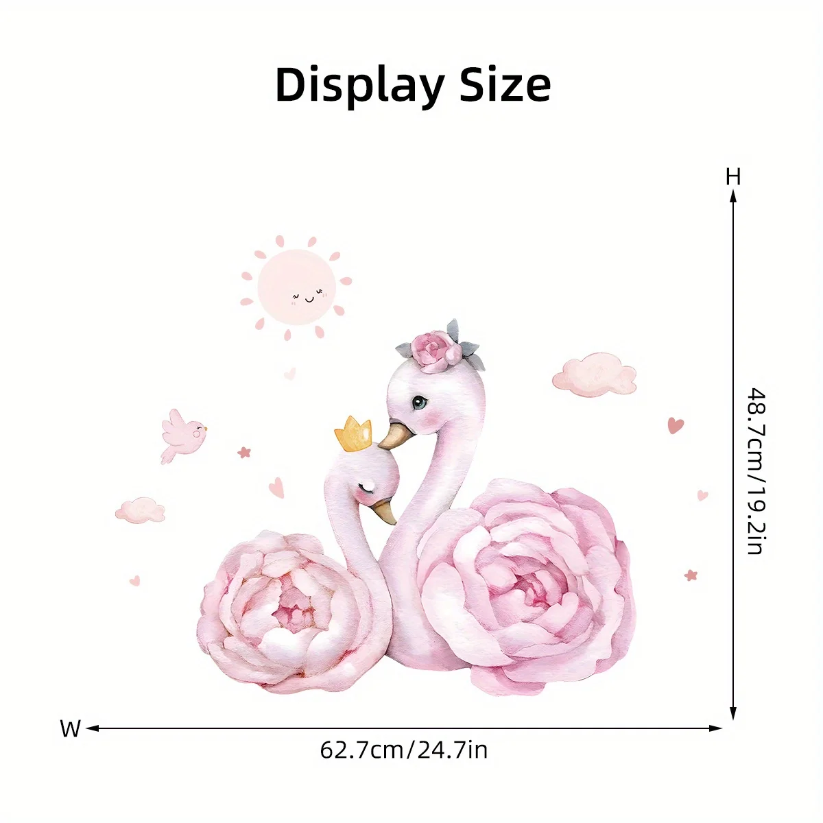 Cartoon Cute Pink Swan Bird Cloud Animal Wall Stickers Removable for Bedroom Living Room Nursery Decoration Wall Decals