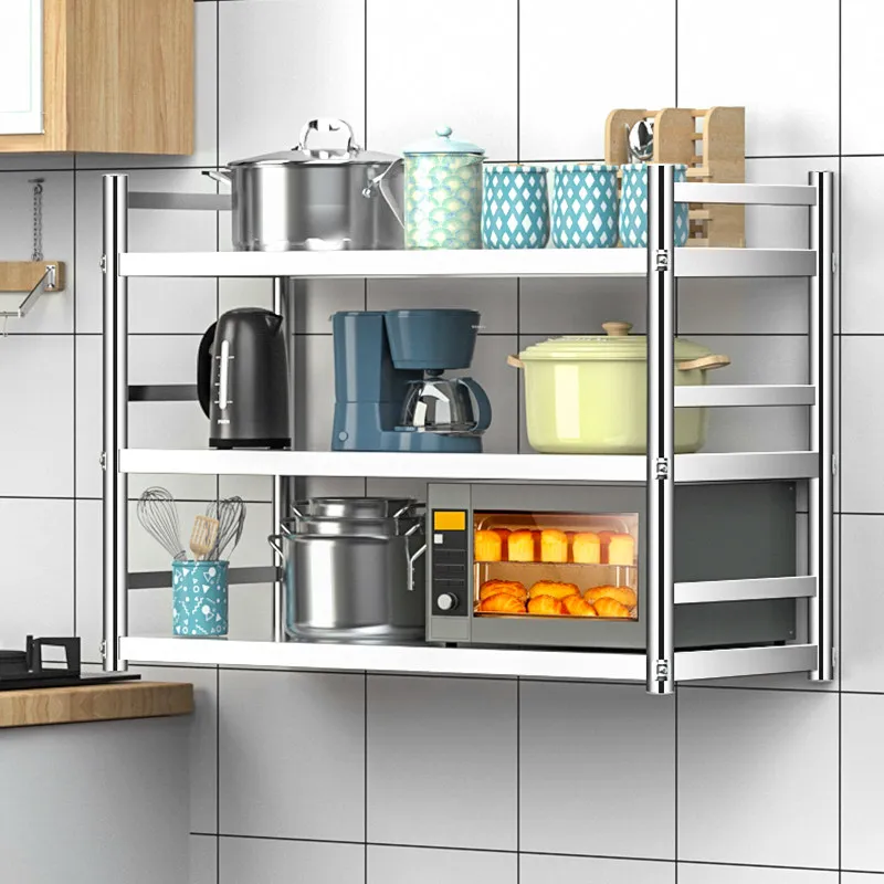 For stainless steel wall mounted kitchen rack wall punched wall hanging seasoning pot dish hanger