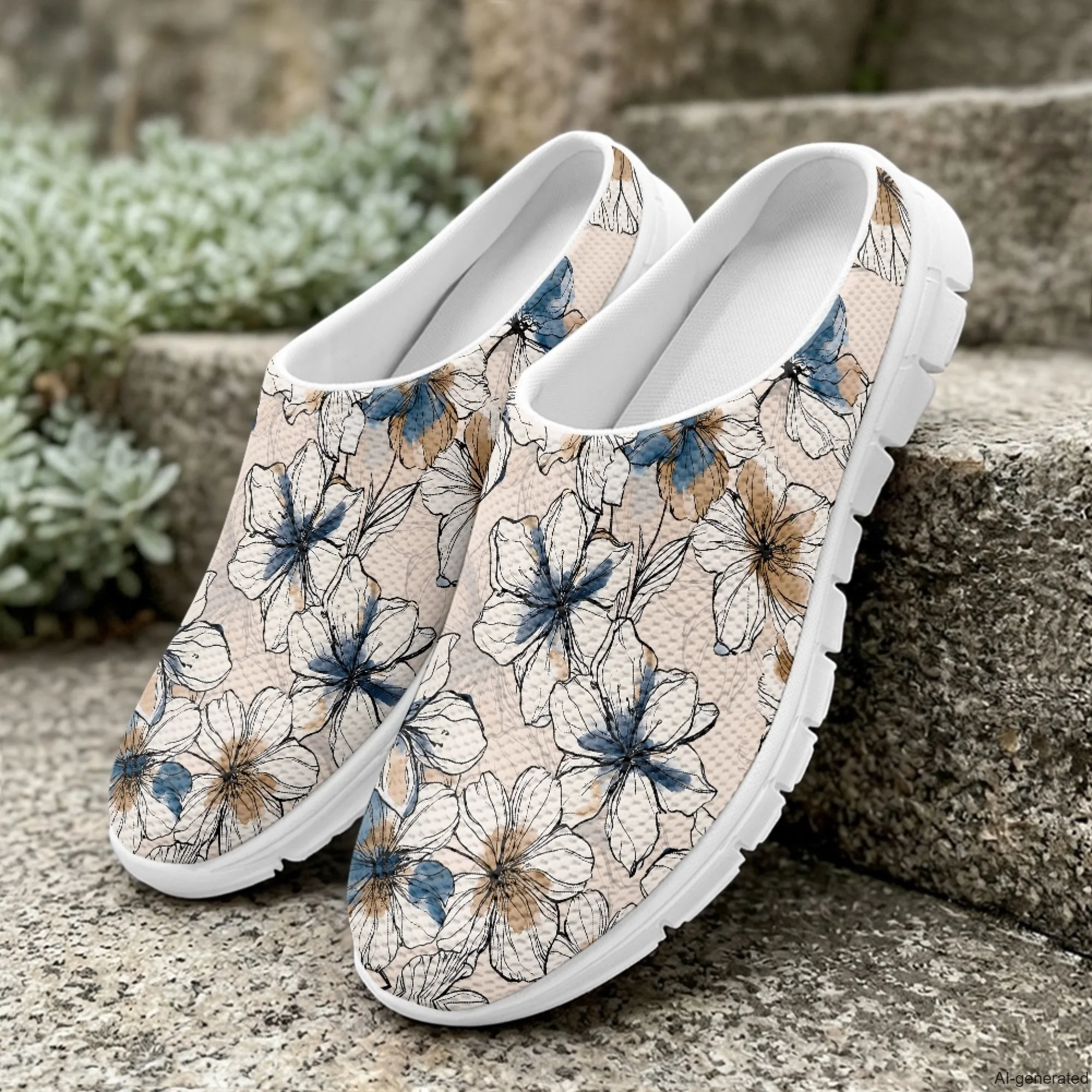 XIXIRIMIDO Women's Slippers Nurse Shoes Women's Sandals Floral Pattern Sapatos Femininos Elegante Man Shoes Chinelo 35-48