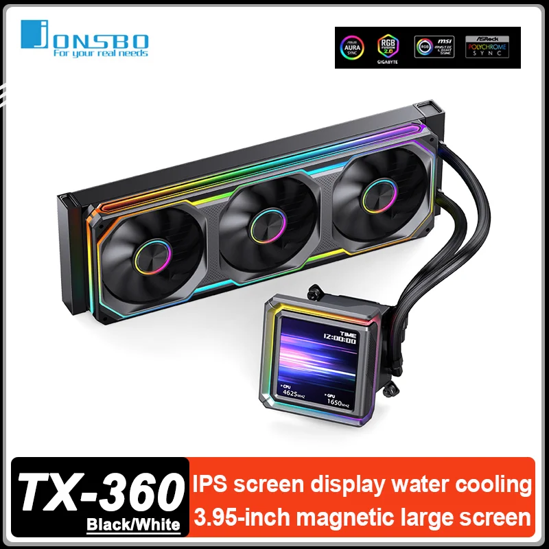 JONSBO TX-360 Liquid CPU Cooler 3.95-inch IPS Screen Display ARGB Fan PC Water Cooling For LGA1700 1200 115X 1851 AM5