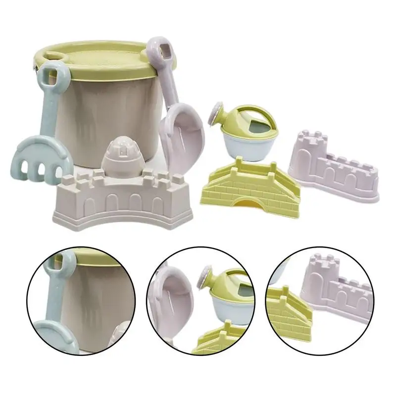Beach Sand Playset Toddler Travel Size Beach Kit Fun Rake Shovel Complete Sandbox Toys Sand Bucket For Boys Girls Summer Games