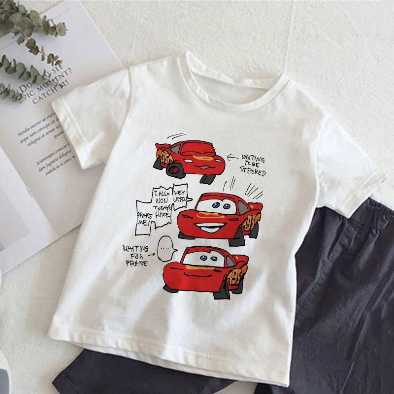 

Disney Cars Children T-Shirt Lightning McQueen Summer Clothes Kawaii Anime Cartoons Kids Boy Girl T Shirt Casual Tops