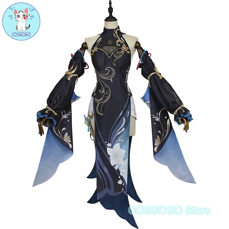 Costume de Cosplay Genshin Impact pour Femme, Shenhe Frostflower Dew, Robe Boucles d'Oreilles, Veyue Lantern Rite, Nouvelle Peau, ixd'Halloween