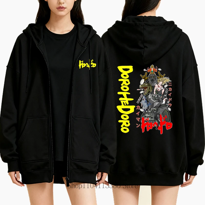日本のアニメヴィンテージジッパーパーカー男性女性ゴシックホラーオーバーサイズスウェットシャツ秋冬長袖フリースジップアップパーカー