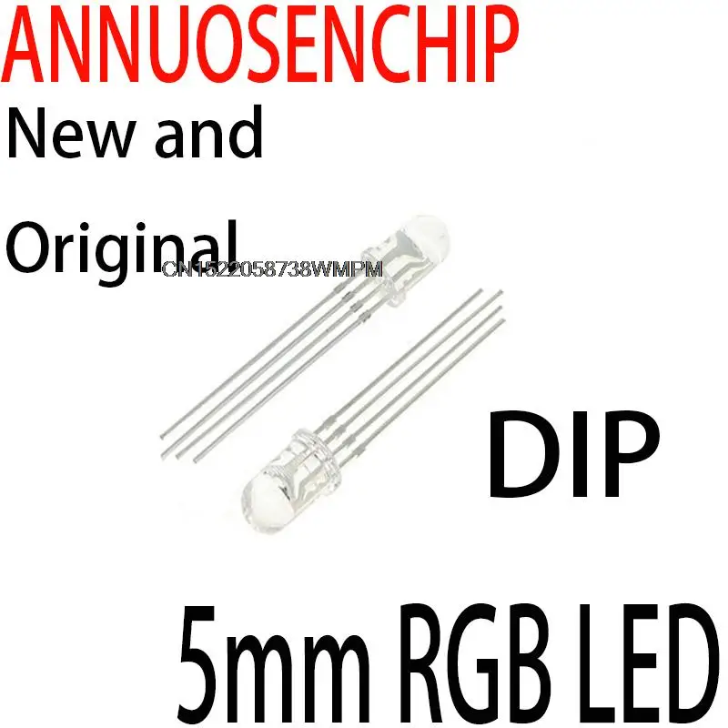 100PCS DIP Common Anode Tri-Color Emitting Diodes F5 RGB Diffused 5mm RGB LED