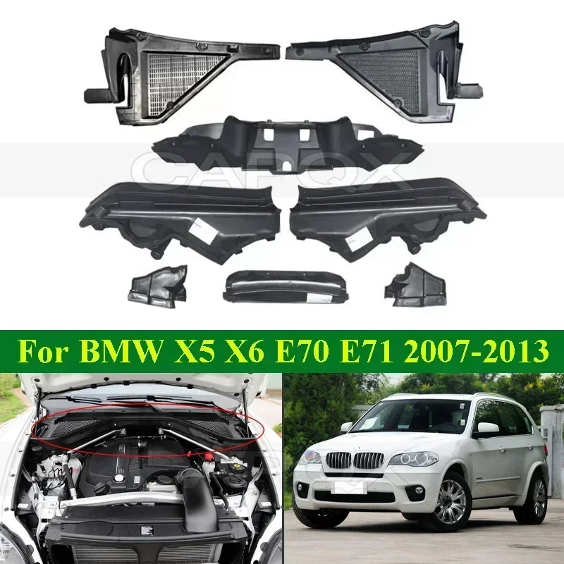 CAPQX Engine Heat Shield Firewall Compartment Partition For BMW X5 X6 E70 E71 07-13 Front Windshield Wiper Cowl Trim Water Plate