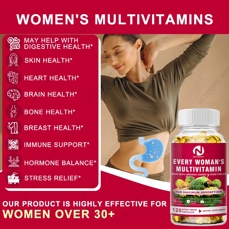 Daily Women's Multivitamin - Super Vitamins (A B C D E K) + Iron + Zinc + Organic Non-GMO Ingredients - Women's Multivitamin