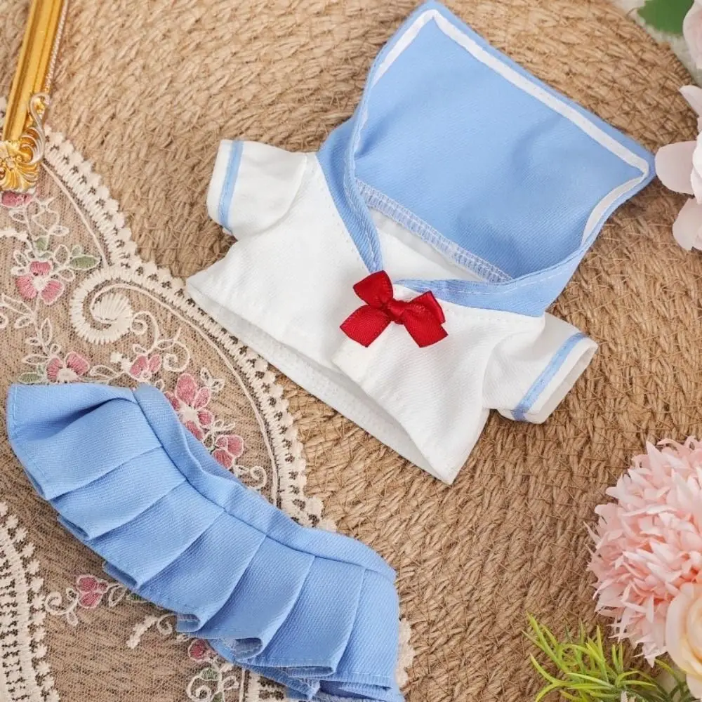 JK Uniform Preppy Cotton Dolls Clothes Plush Stuffed Soft Idol Doll Clothes Sweet Skirt Blue School Uniform Cartoon DIY Clothing