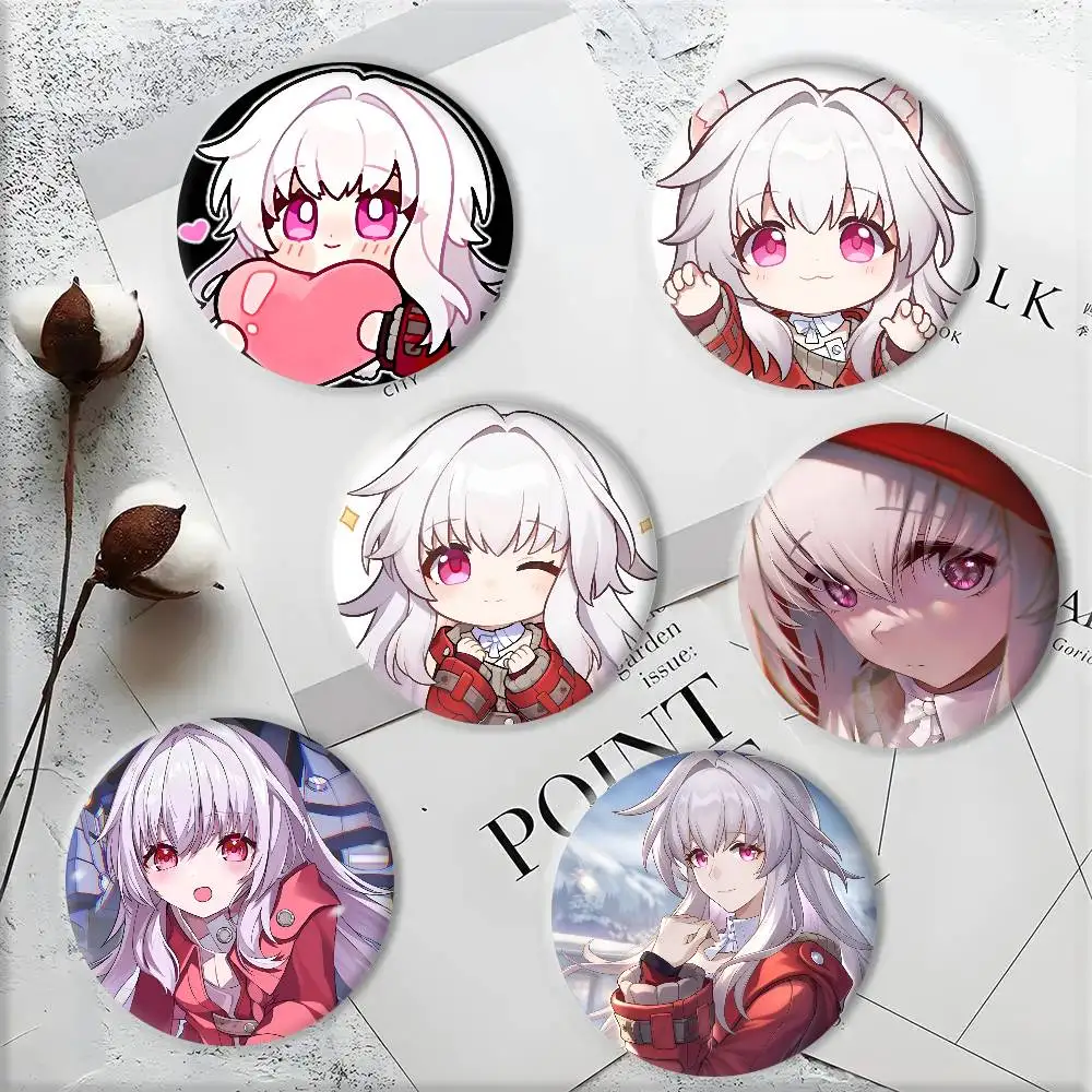 Anime Game Cute Girl Honkai Star Rail Clara Badge Round Art Brooch Clothes Backpack Accessories Lapelnd Laserh