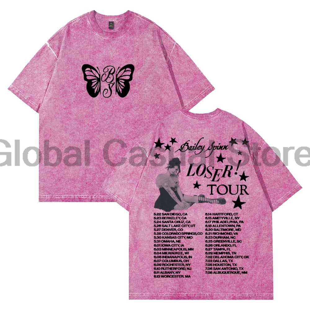 بيلي سبين لوزر تور 2025 تي شيرت مغسول بياقة دائرية وأكمام قصيرة قطن تي شيرت للرجال والنساء ملابس الشارع الشهير