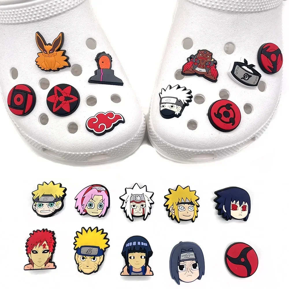 20 sztuk/zestaw Naruto dekoracje Anime buty Croc Charms śliczne sandały akcesoria do butów Kawaii PVC odznaki DIY dla dzieci prezent na boże narodzenie