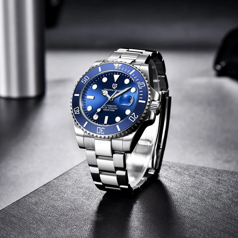 PAGANI DESIGN مقاوم للماء الميكانيكية ساعة أوتوماتيكية للرجال الفولاذ المقاوم للصدأ الياقوت الزجاج هدية الأعمال ساعة رجالي صندوق reloj #3