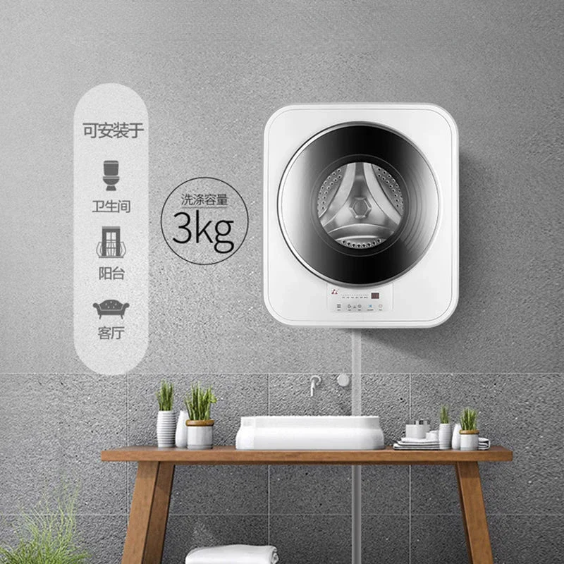 소형 인버터 세탁기, 자동 벽걸이 드럼, 세탁 및 건조 올인원 세탁기, 3KG, 220V