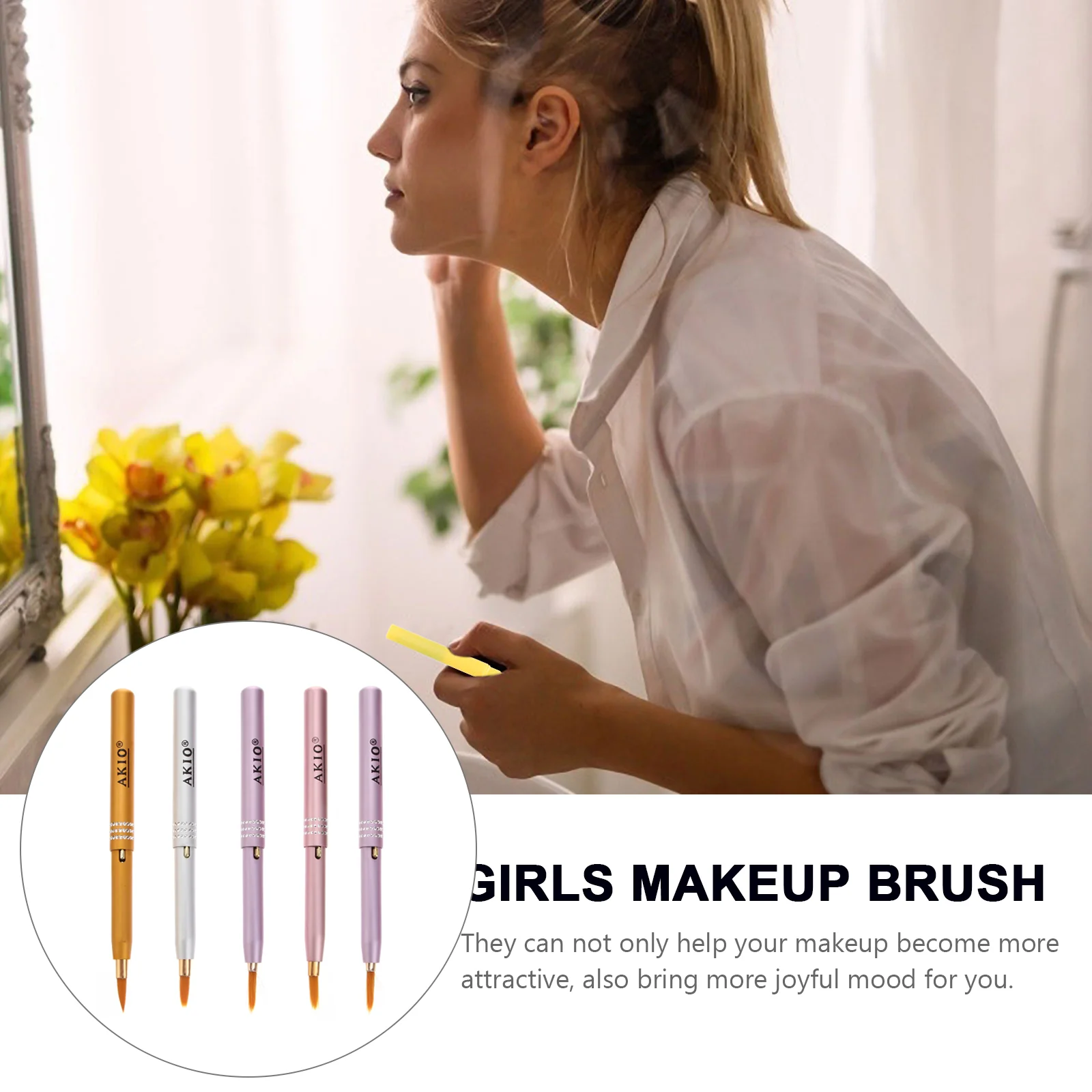 5 ชิ้น Retractable Lip Brush Applicators ลิปสติกกลอส Metal Shell Scrubber สําหรับ