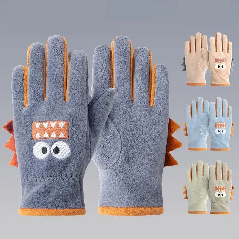 AliExpress UK Children's bicycle gloves autumn and winter cute kids cartoon gloves soft outdoor polar windproof student baby gloves