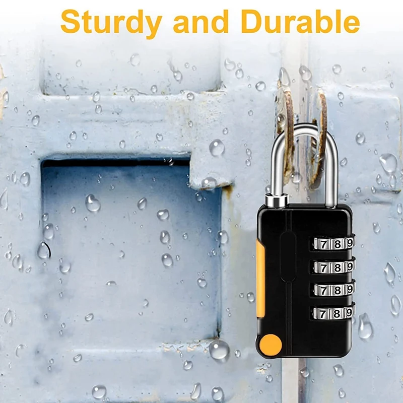 Комбинированный навесной замок из 2 предметов, водонепроницаемые навесные замки черного и серебристого цвета для школьного шкафчика для спортзала, ворот, сарая, 4-значный код, защитные замки