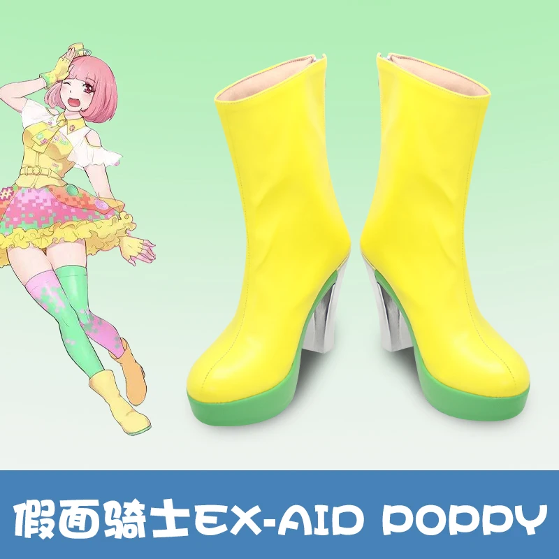 

Kamen Rider Ex-Aid Masked Rider Poppy Pipopapo Cosplay Shoes Boots Halloween Party Pink High Heels