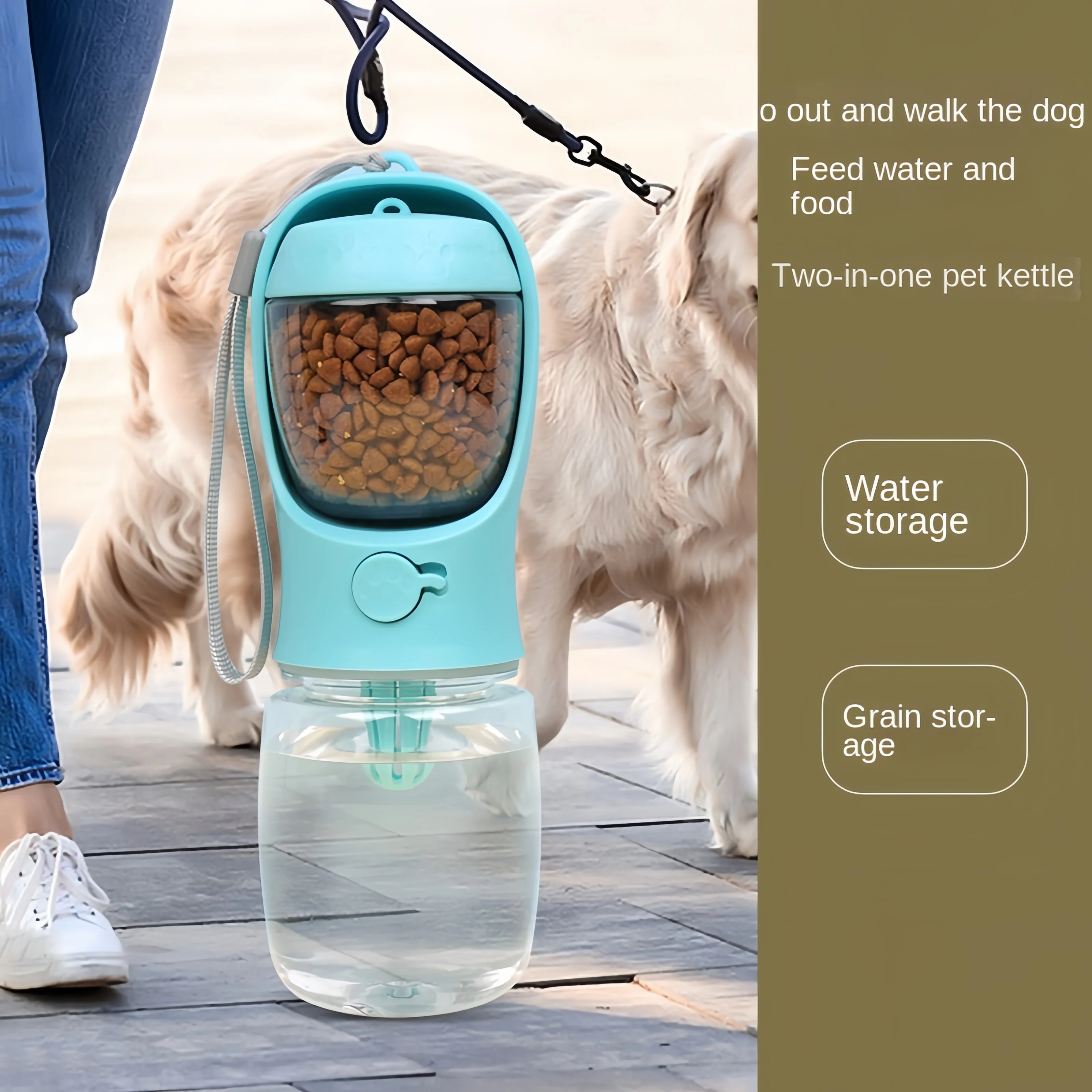 Tragbare Wasserflasche für Hunde und Katzen mit Aufbewahrung, Futter- und Wasserbehälter für Welpen, Haustiere, Hunde, Futternapf, Outdoor-Reisen, Heimtierbedarf