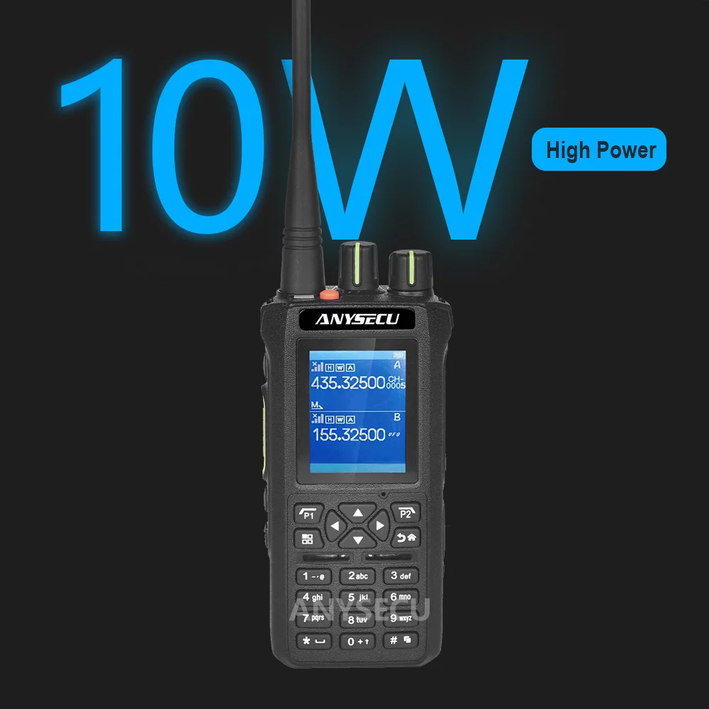 DM728 IP67 10W DMR Dual AES26 Rádio de criptografia 1024CH 2600mAh walkie talkie bidirecional 2.0 polegadas SOS UV rádio de banda dupla