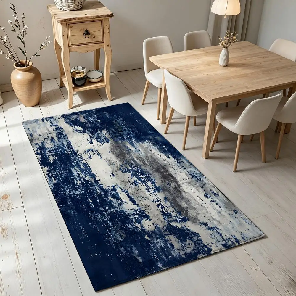2D 1 Piece Soft, Easy to Maintain, Machine Washable Indoor Rug, Rustic Style Home Decor, Abstract Texture Rug Suitable for Under Dining Table, Living Room, Bedroom, Hallway, Entryway, Foyer, Balcony