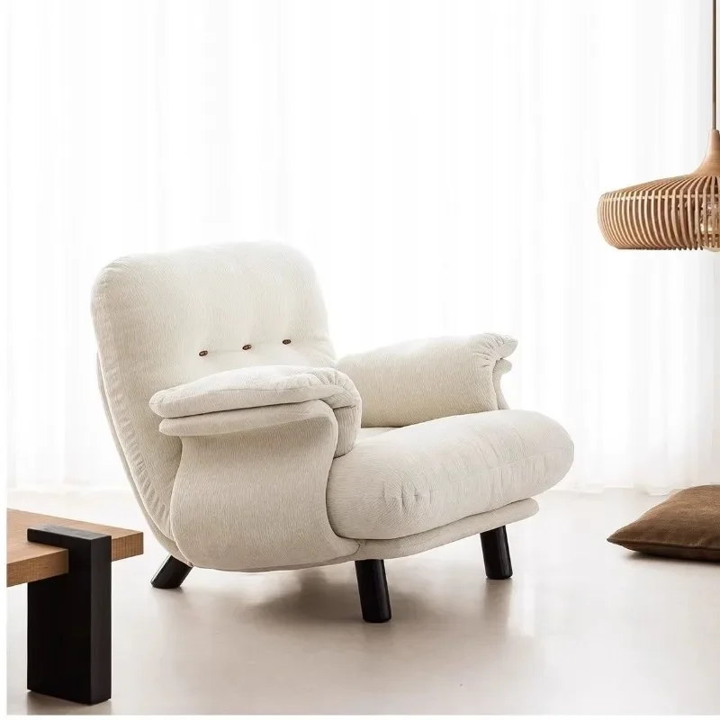 

Lazy straight row creative small apartment fabric leisure chair white medieval