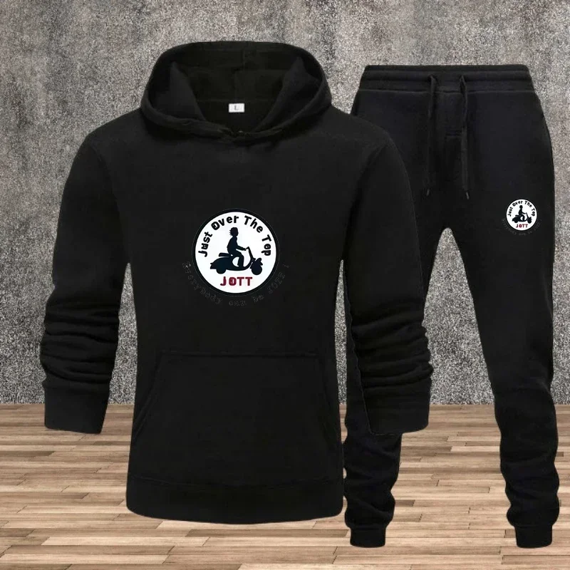 New autumn and winter men's casual set, outdoor windproof and warm jogging men's and women's sweatshirt and pants 2-piece set