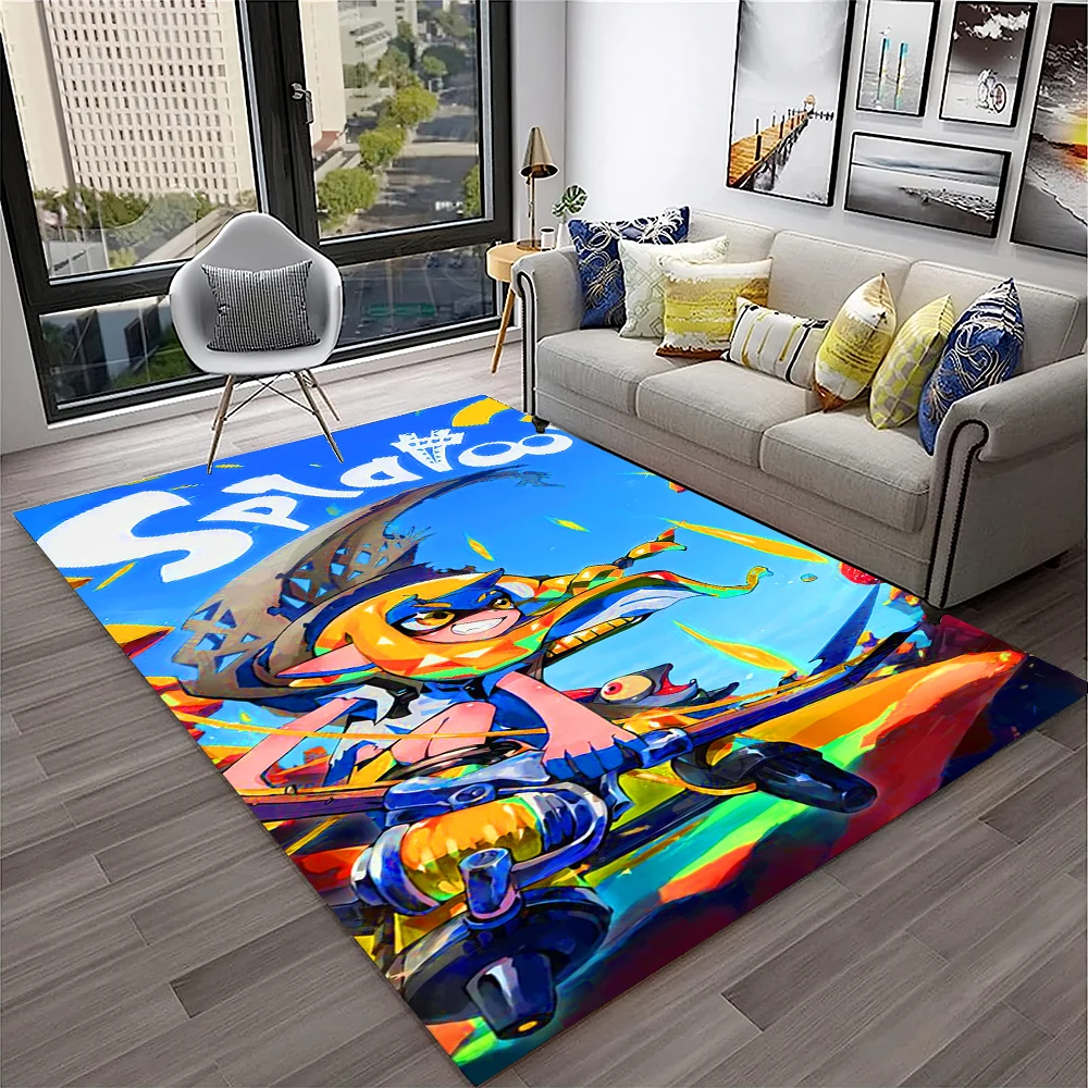 

3D Games Splatoon3,PC Gamer Cartoon Carpet Rug for Home Living Room Bedroom Sofa Doormat Decor,kids Area Rug Non-slip Floor Mat