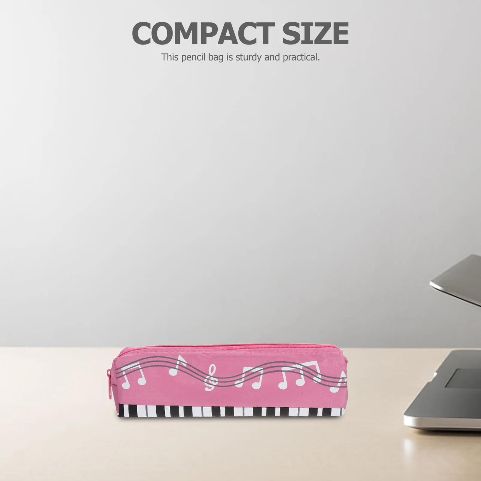 

4pcs Pen Bag Pencil Case Girls Students Piano Theme Music Note Zipper Storage School Use Lightweight Portable
