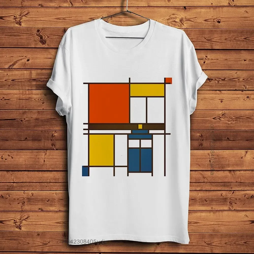 

Piet Mondrian Neoplasticism Artist T Shirt Men Summer New White Casual Homme Cool Unisex Streetwear Tshirt