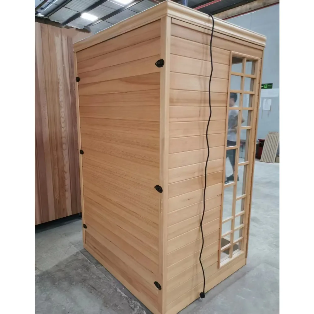 Luxury Canadian Red Cedar Wood Sauna Room, Far Infrared Dry & Steam Sauna for Indoor Outdoor Use with 220V Heater image 3