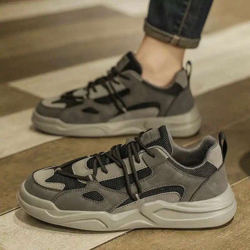 

Мужские кроссовки цвета хаки с круглым носком на толстой подошве, скейтбординг, бег, теннис, мужская спортивная обувь 44, популярная новейшая обувь для здоровья