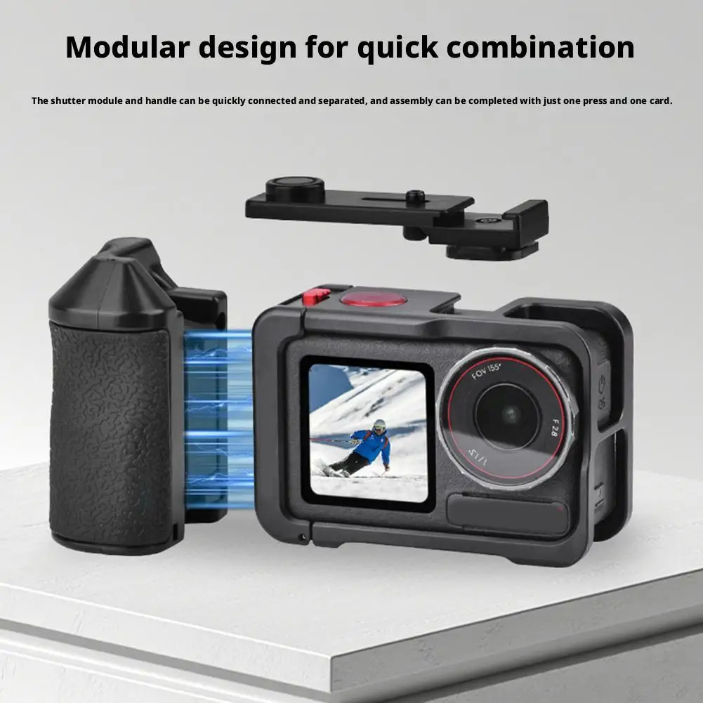 Action Camera Grip For DJI Action 3/4/5 PRO Action Camera ABS Handle Street Photography Essential Accessory Black Blue Pink