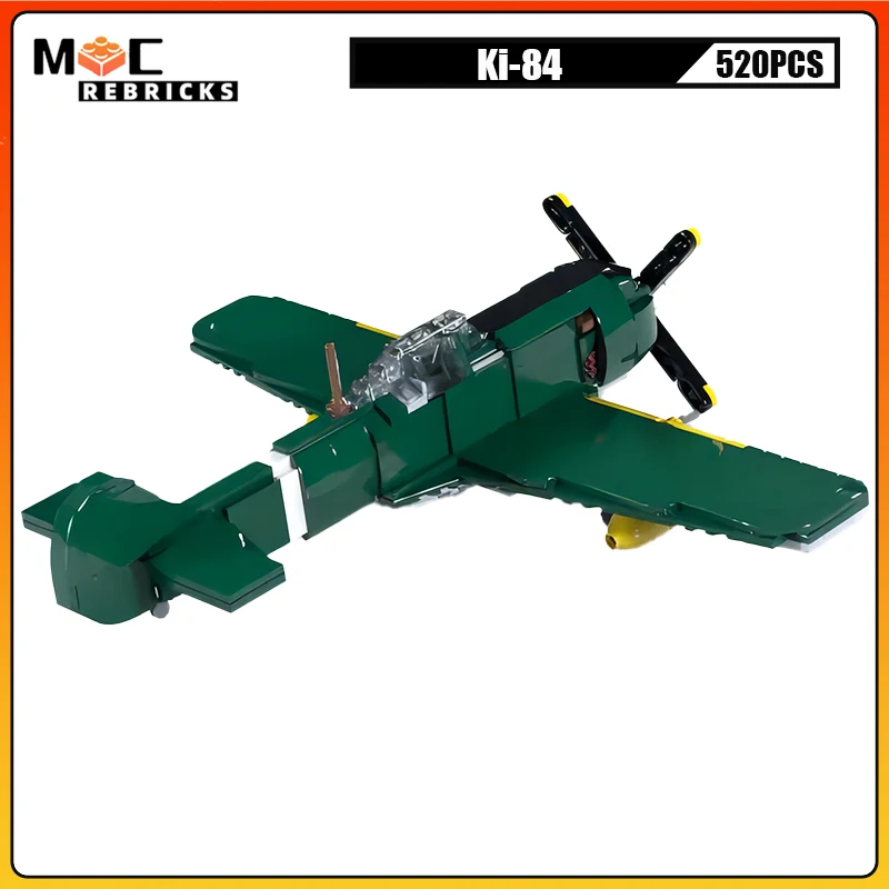 WW2 High-Speed Battle Aircraft for Children, MOC Building Blocks, Assembly Model, Aircraft Fighter, Creative Bricks, Brinquedos, Ki-84