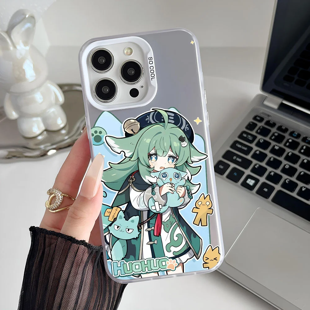 Honkai Star Rail Huohuo Phone Case IMD Color Silver Shell For IPhone 16 15 14 13 12 Pro Max Plus