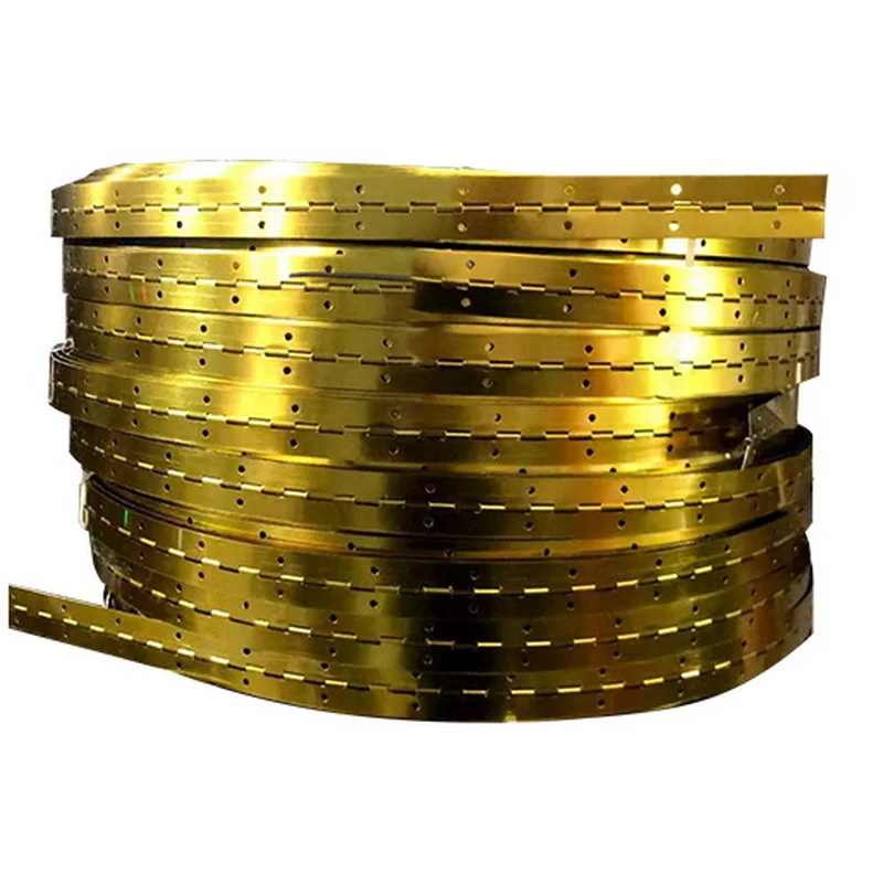 مفصل بيانو 3.5 متر 138 بوصة مفصلات مستمرة من الفولاذ المقاوم للصدأ شديدة التحمل ذهبية للخزائن باب القارب البحري، سمك أوراق 0.03 بوصة