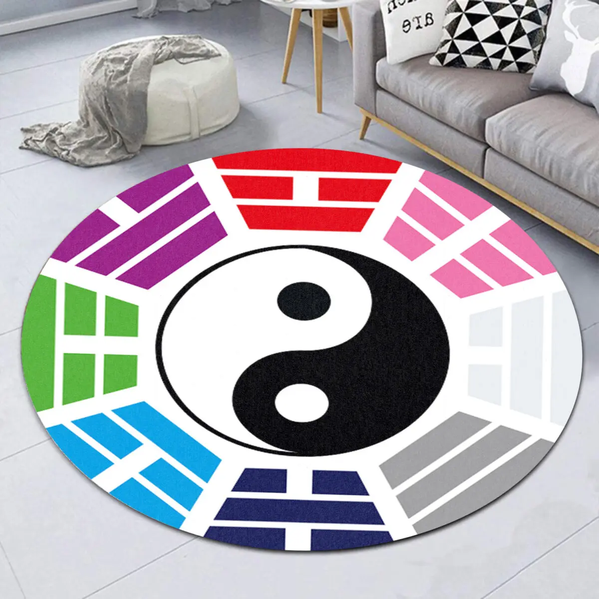 CLOOCL Flannel Rug Magic Bagua Graphic Carpet 3D Printed Floor Mats for Living Room Carpet Casual Home Decoration Anti-slip Rug