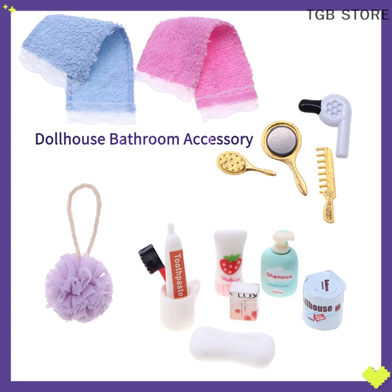 

Миниатюрный практичный фен для ванной комнаты, зеркальные модели, наборы аксессуаров, игрушки для кукольного дома, мини-инструменты для ванной комнаты, аксессуары