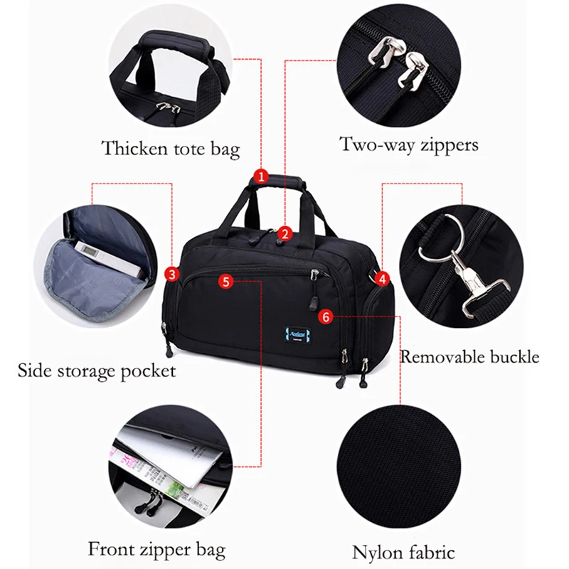 Gym Bags Men Sports Fitness Pack Cylinder One Shoulder Sport Bag Women\'s Handbags Travel Bags Nylon Waterproof Handbag Package