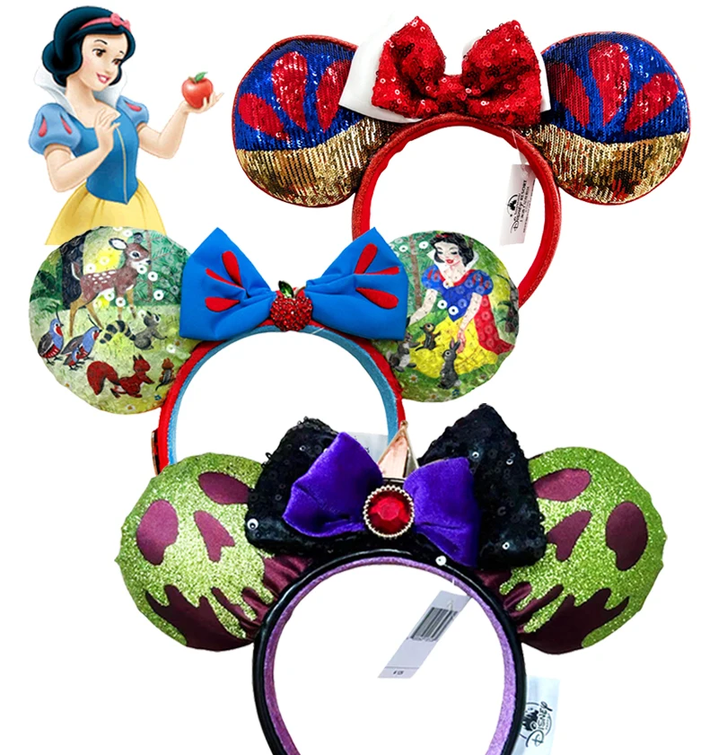 Disney Mickey Mouse Headband Princess Snow White Skeletal Poison Apple Ear  Headbands for Girls Women Cosplay Hair Accessories