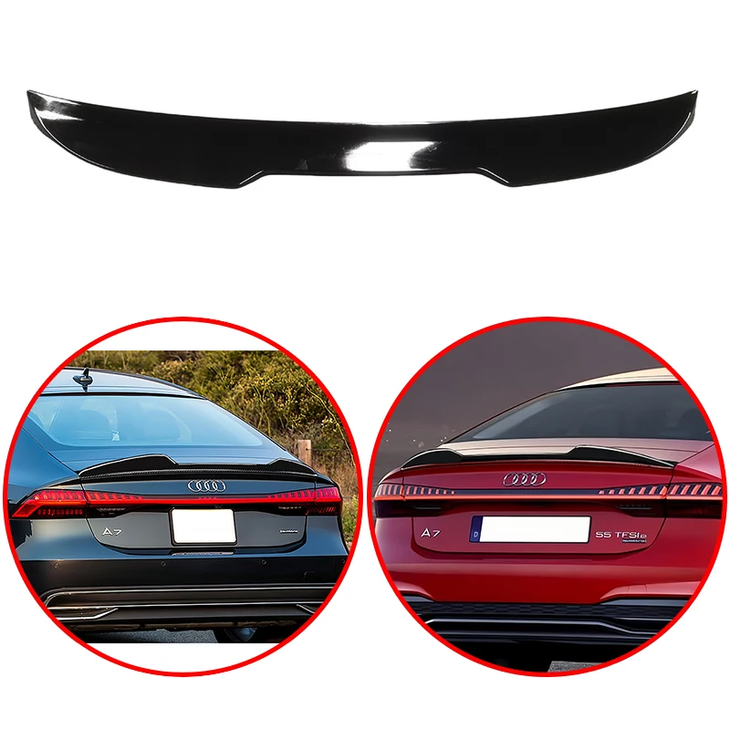 

For Audi A7 S7 RS7 C8 2019 2020 2021 2022 2023 High Quality PSM Style Car Rear Spoiler Wing Glossy Black Carbon Fiber Look
