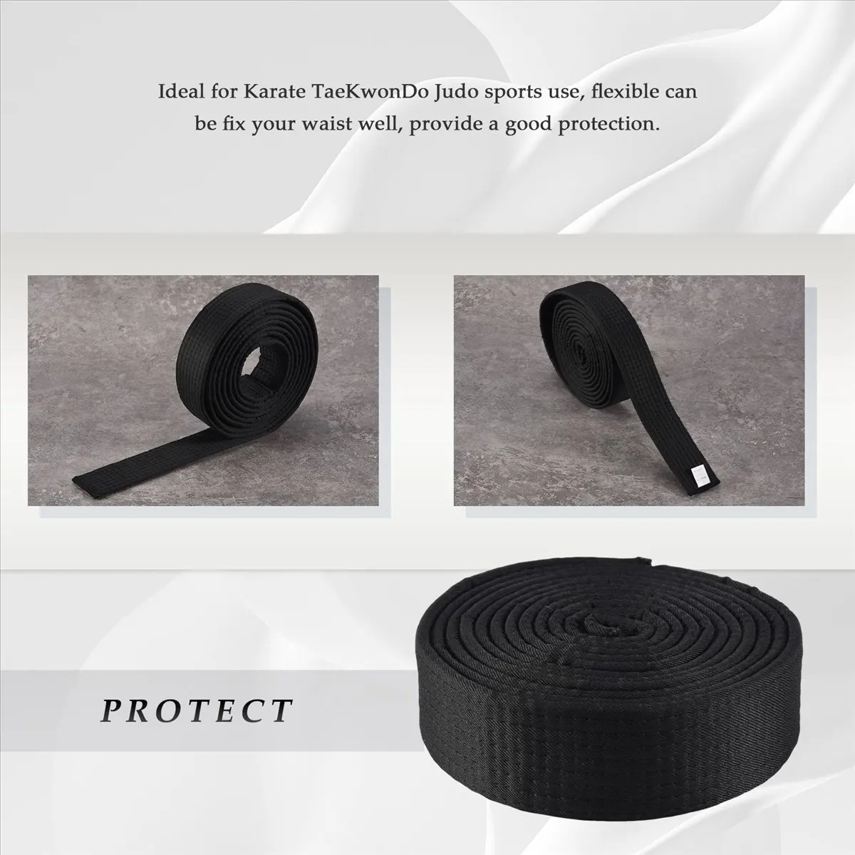 ABME New Martial Arts Karate TaeKwonDo Chain Soft Belt Black