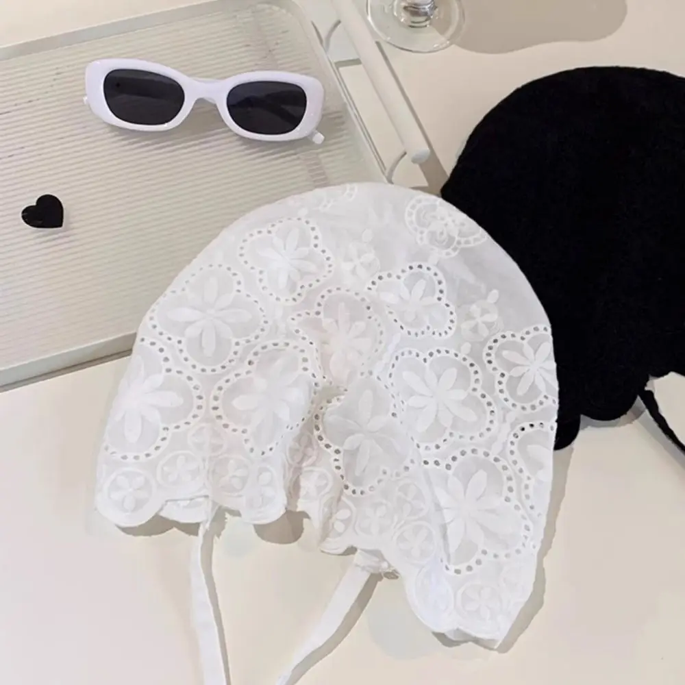 عارضة الجوف خارج المطرزة الدانتيل قبعة Y2k تنفس قبعة صغيرة فتاة حار الكورية نمط Skullcap في الهواء الطلق