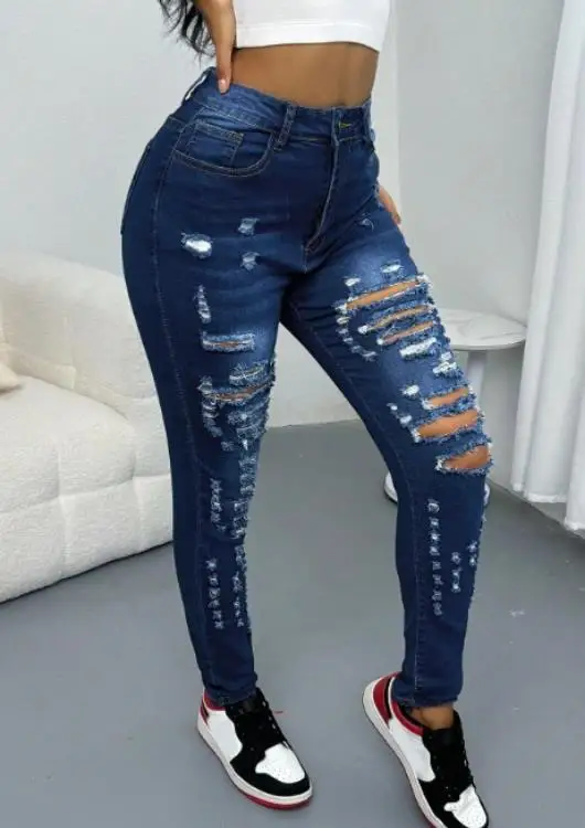 

Women's Jeans 2026 New Spring Autumn Solid Color Pocket Design High Waist Streetwear Casual Skinny Long Denim Pants