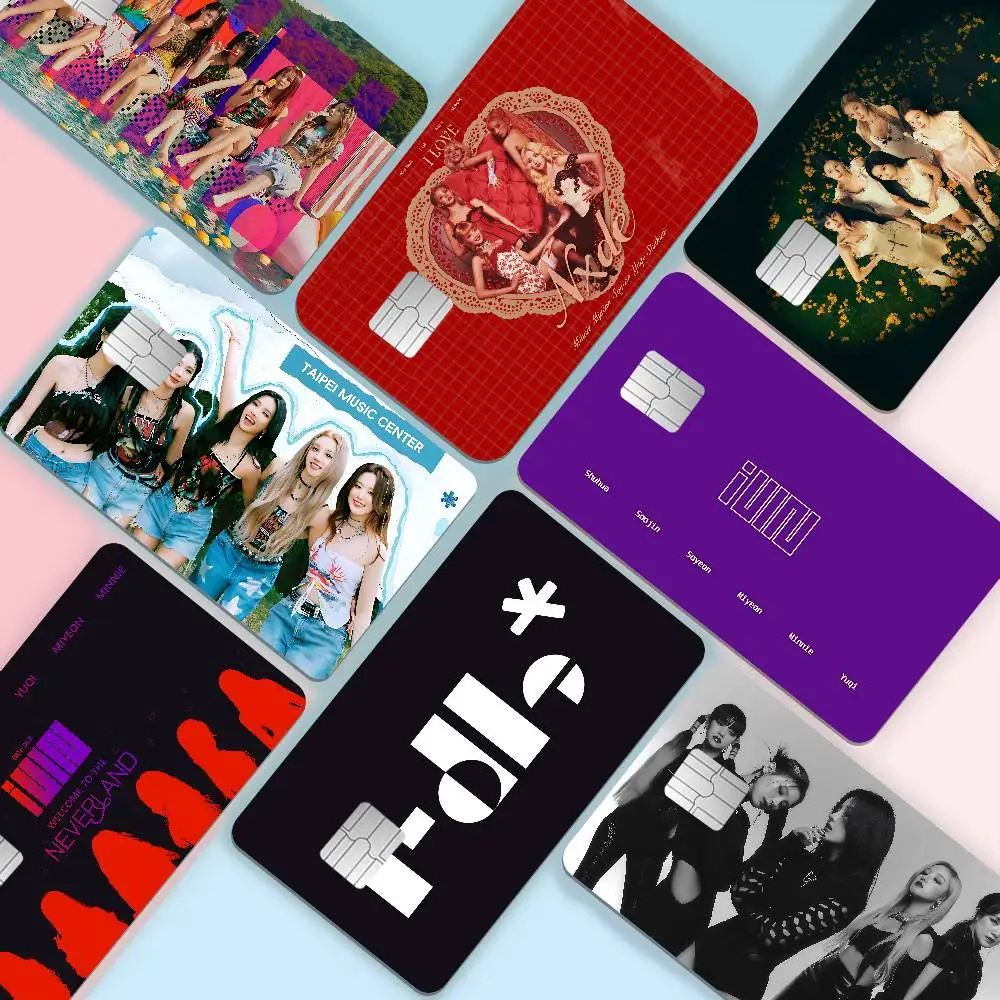 Kpop Group I-Idle Game Film Cover Sticker Case for Small Chip Credit Debit Card Front Side