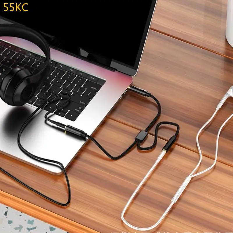 55KC 2pcs 3.5mm Male to Double Female Audios Cable Headphone Splitter for High Fidelitys Sound Sharing in Music and Movies