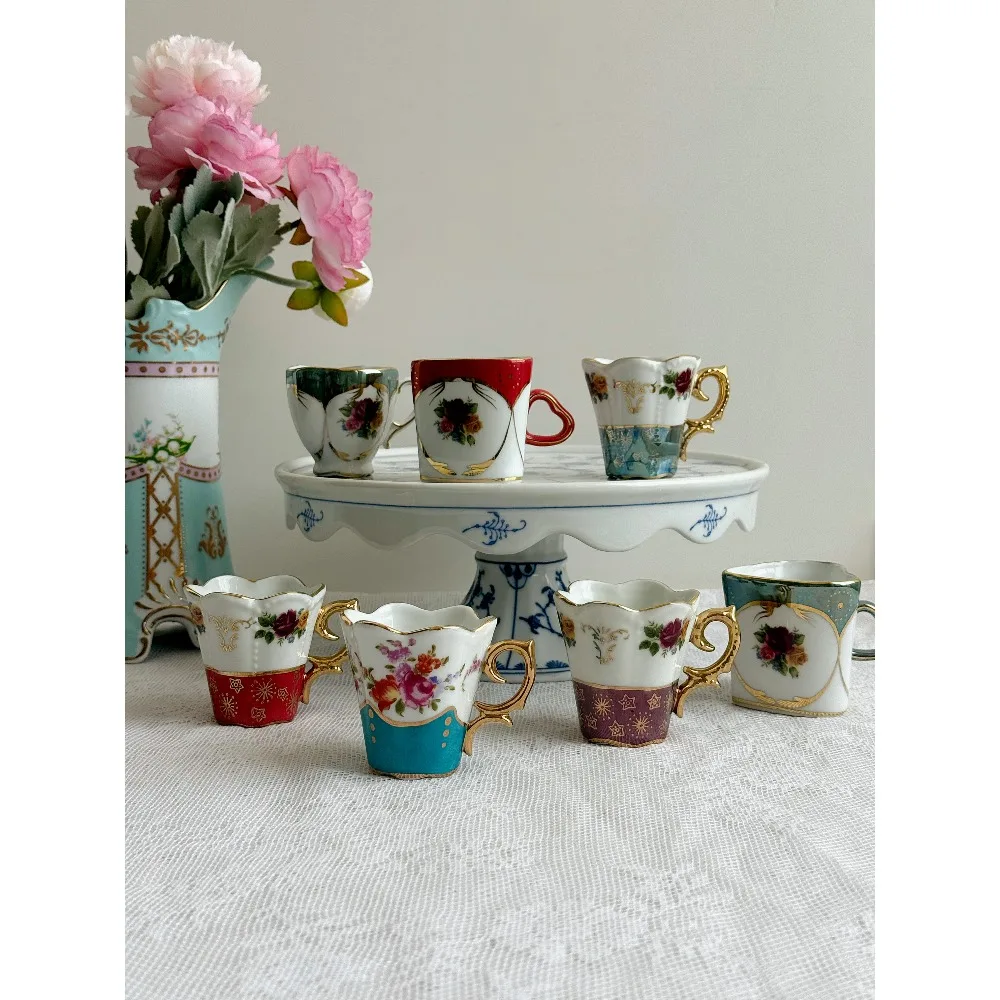 The Appearance Is Very High, Colorful Pearl Glaze Petals Heart-shaped Concentrated Coffee Cup Single Cup 80ml
